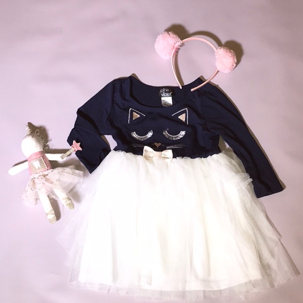 COPY - Pink & Violet Girls kitty dress